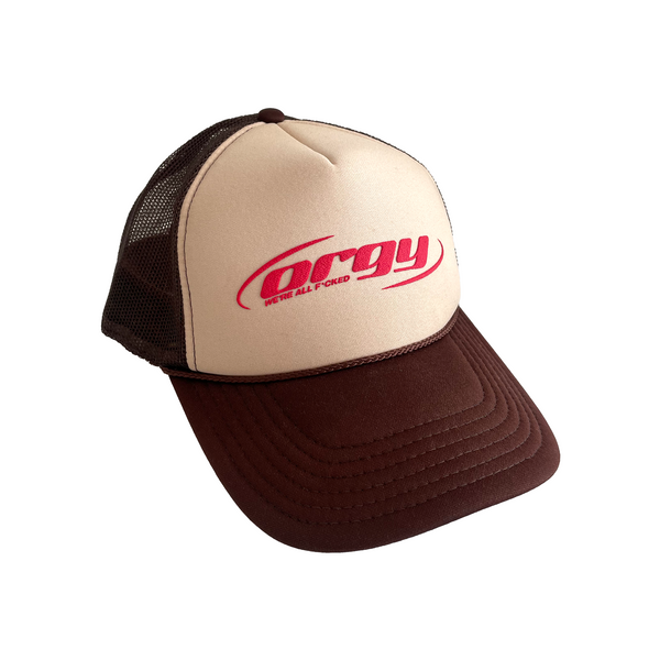 Orgy Puff Print Trucker Hat - Brown/Red